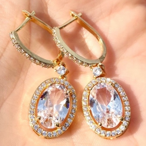 Gold Diamond Drop Earrings - Picture 1 of 5